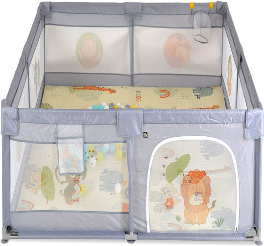Cangaroo Park with Mattress Gray 120x120cm