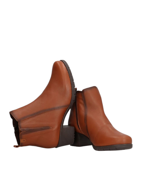Leather Women's Ankle Boots Brown