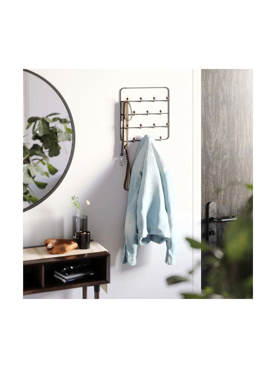 Umbra Wall Hanger Estique Wooden 14 Hooks Black 36x11cm