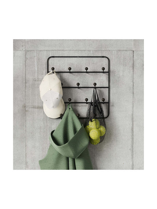 Umbra Wall Hanger Estique Wooden 14 Hooks Black 36x11cm