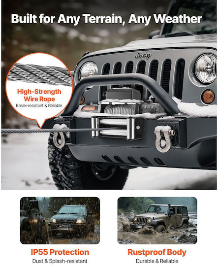 Vevor Electric 4x4 Car Winch 12V with Towing Capacity 6100kg