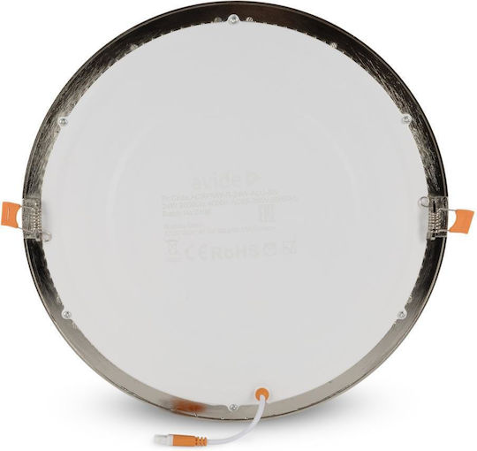 Avide Στρογγυλό Χωνευτό LED Panel 24W με Φυσικό Λευκό Φως 4000K