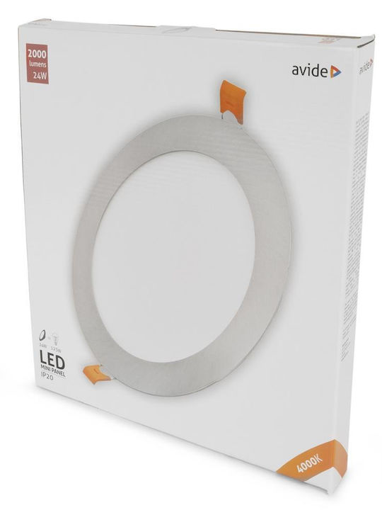 Avide Rund Vertieft LED Panel 24W mit Natürliches Weiß Licht 4000K