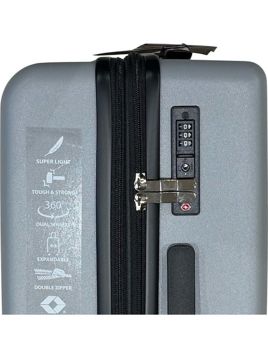 Nautica Large Travel Suitcase Hard Silver with 4 Wheels Height 74cm
