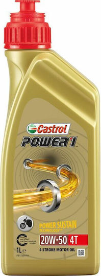 Castrol Power Motorcycle Oil for Four-Stroke Engines 20W-50 4lt