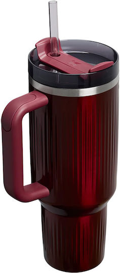 Stanley Quencher H2.O Flowstate Чаша с Дръжка Термос Неръждаема Стомана Без BPA 1.18л Бордо с Сламка и Дръжка