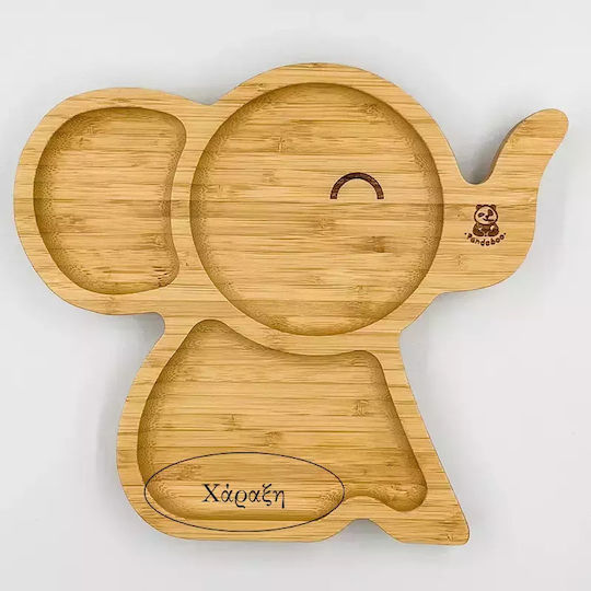 Pandaboo Baby Food Plate made of Bamboo Gray