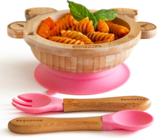 Pandaboo Baby Food Bowl made of Bamboo Pink