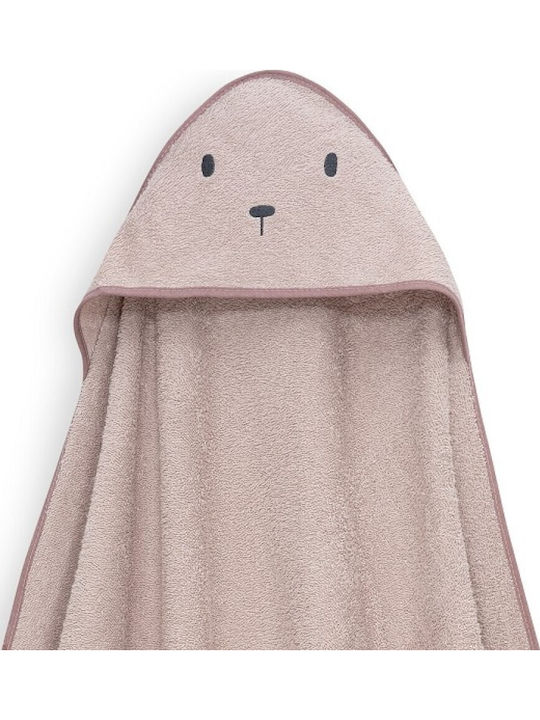 Interbaby Baby Hooded Towel Bathrobe Bear Dark Pink 100x100cm