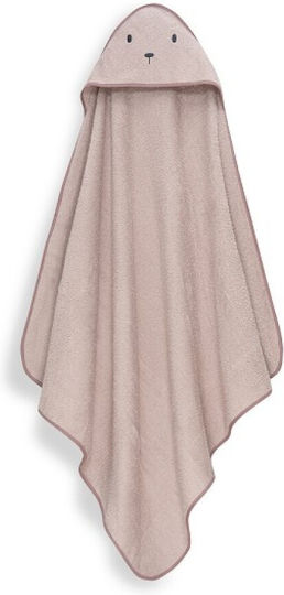 Interbaby Baby Hooded Towel Bathrobe Bear Dark Pink 100x100cm