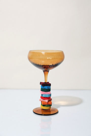 Here's How Set Pahare Șampanie / Cocktail Cu Picior Din Sticlă Galben Miere 177ml 2 Bucăți
