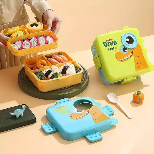 Pandaboo Recipient pentru copii din plastic Dinozauri Albastru