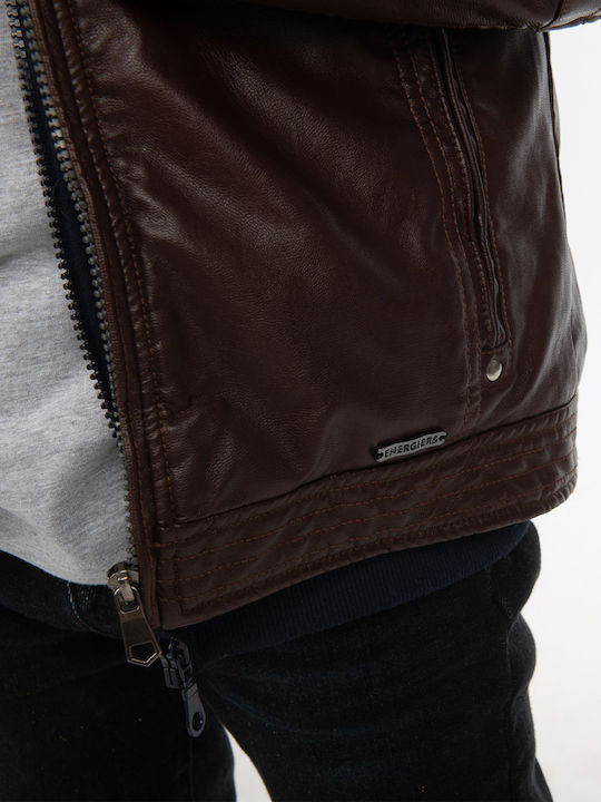 Kids Coat Short with Hooded Brown