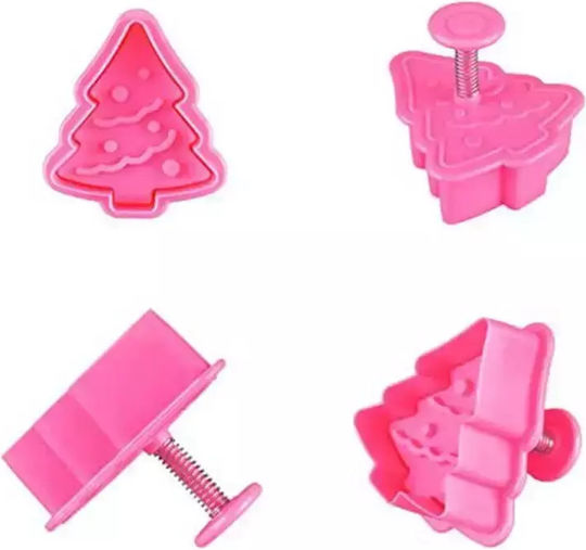 Christmas Set Cookie Cutters Pink 4 Pieces