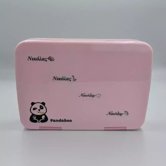 Pandaboo Кутия За Храна Пластмасова Розова С Прегради
