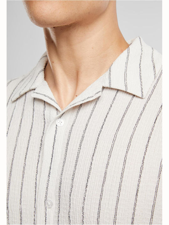 Κοντομάνικο Πουκάμισο Ριγέ Offwhite, Black