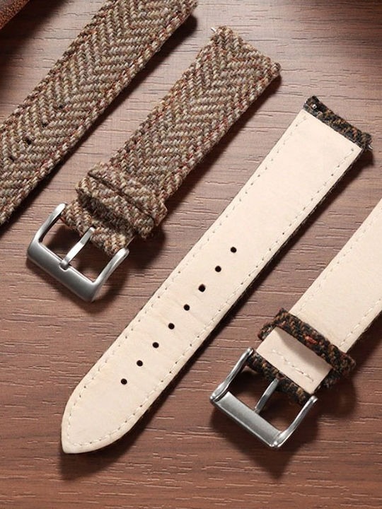 Tweed Khaki Uhrenarmband Easy Click 22mm