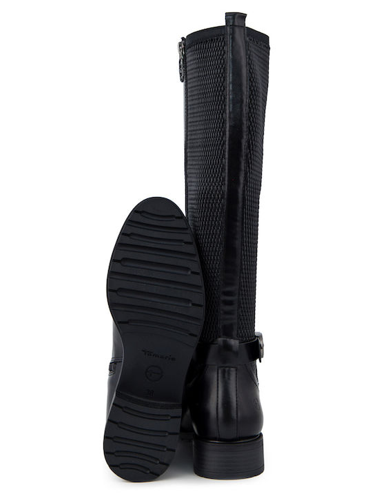 Leather Women's Boots with Rubber / Zipper Black