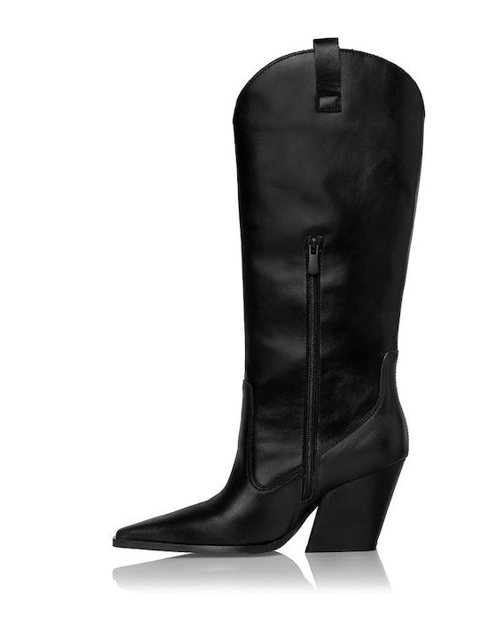 High Heel Cowboy Boots Black