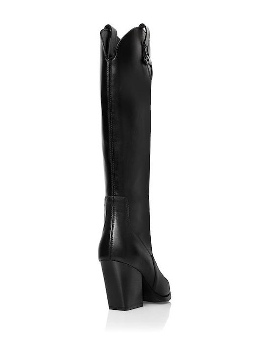 High Heel Cowboy Boots Black