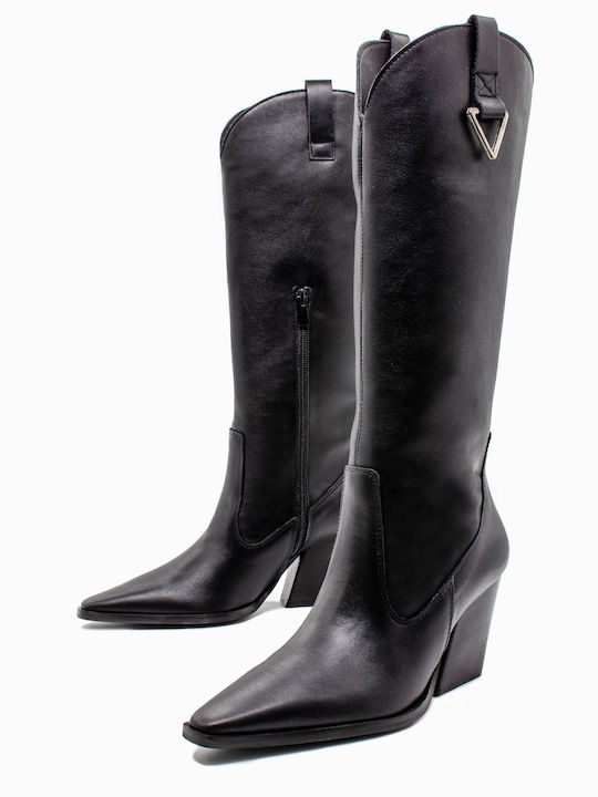 High Heel Cowboy Boots Black