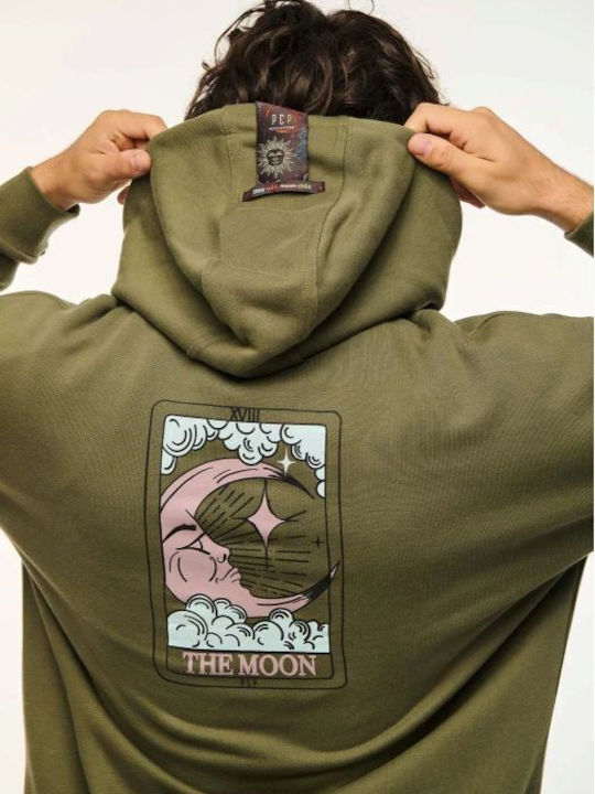 The Moon Women's Sweatshirt Hooded Khaki