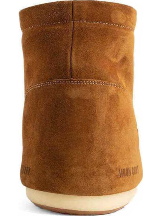 Suede Snow Boots with Rubber & Fur Icon Low Brown