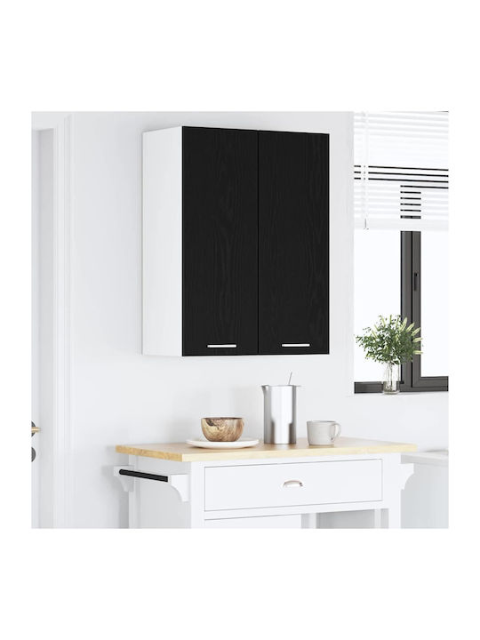Cabinet Wall Black Oak and White 30x31x80cm