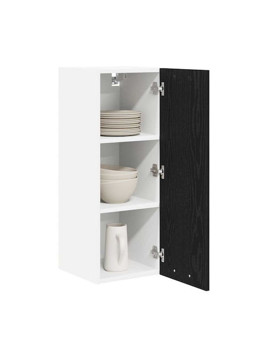 Cabinet Wall Black Oak and White 30x31x80cm