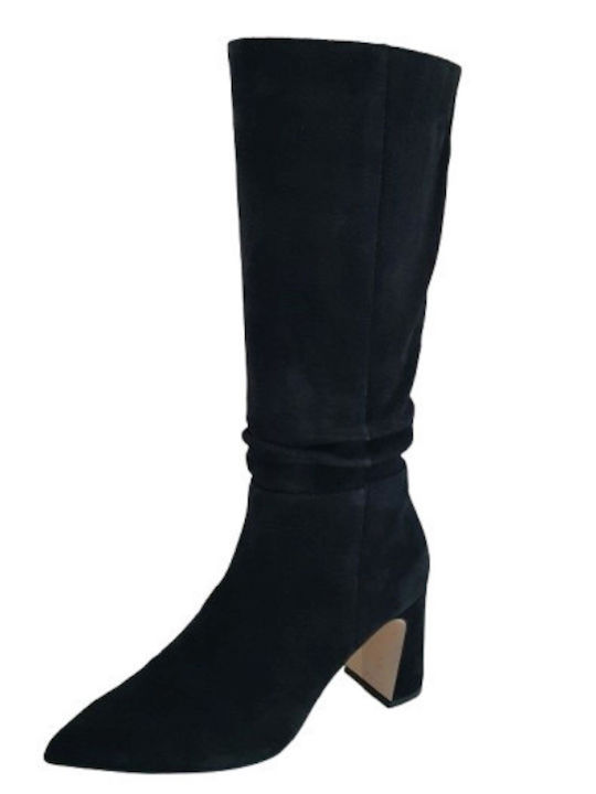 Велурени Дамски ботуши Черен