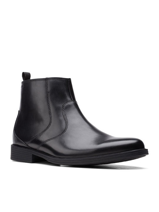 Whiddon Leather Black Men's Boots with Zipper