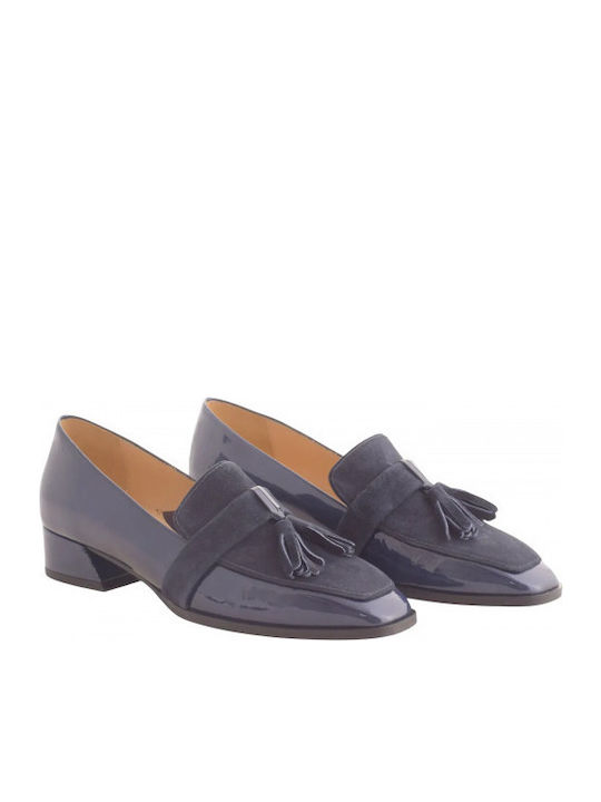 Leather Women's Moccasins in Blue Color