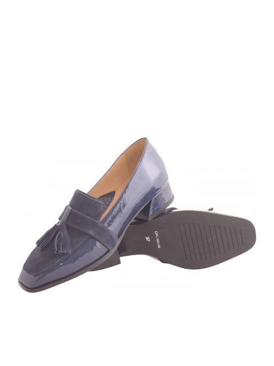 Leather Women's Moccasins in Blue Color