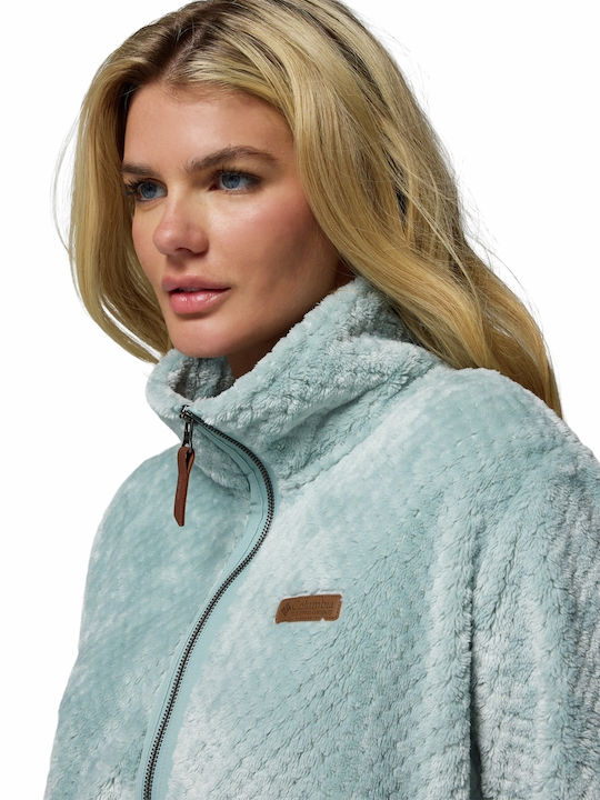 Fire Side Ii Sherpa Full Women's Cardigan with Zipper Light Blue