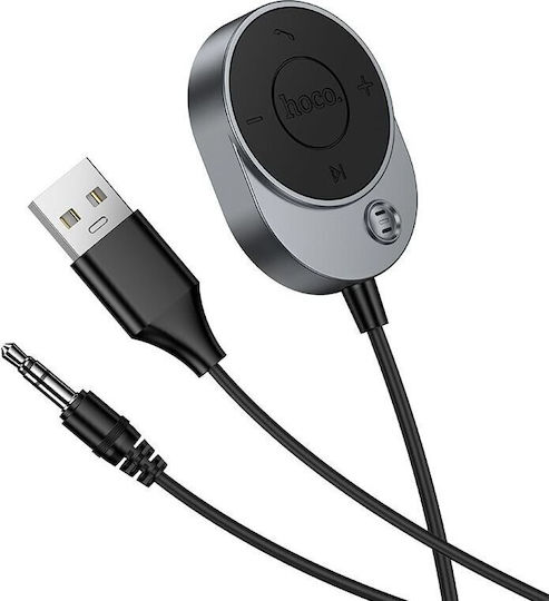 Wireless Car Receiver Hoco Aux Bluetooth Cable Jack 3.5 mm E150 Metal Gray
