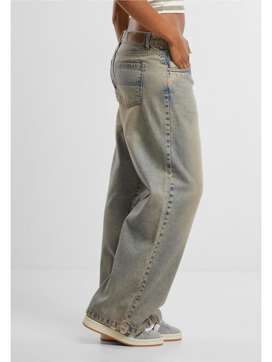 Low Rise Women's Jean Pants in Baggy Leg Style Mid Grey