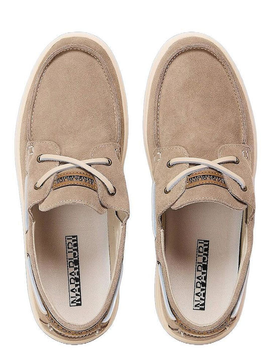 Men's Leather Moccasins Beige Regular Fit