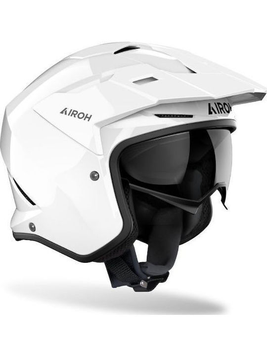 Airoh Kombakt White Gloss Motorcycle Helmet Jet ECE 22.06 1150gr with Sunvisor
