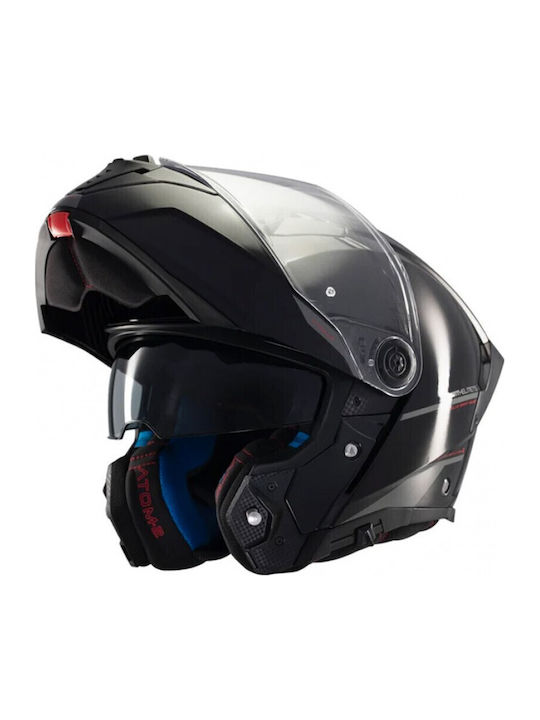 MT Atom 2 SV Gloss Black Motorcycle Helmet Flip-Up ECE 22.06 / DOT 1650gr with Sunvisor
