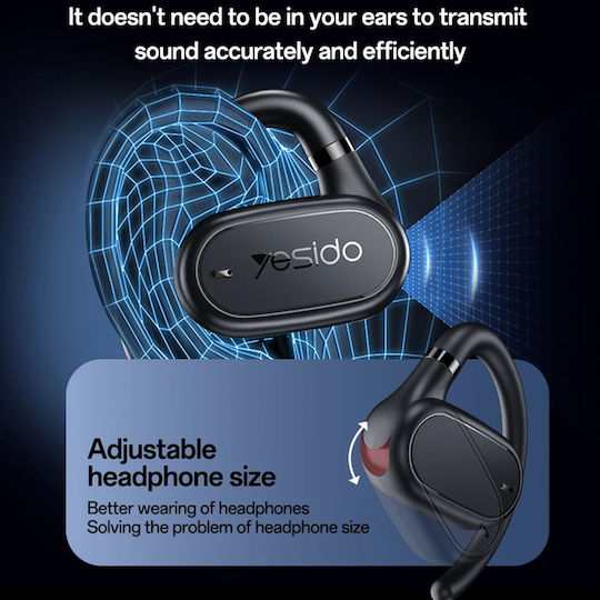 Yesido YSP25 Open Ear Bluetooth Handsfree Căști cu Rezistență la Transpirație și Carcasă de Încărcare Negru