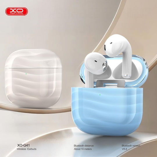 XO G41 Earbud Bluetooth Handsfree Ακουστικά με Αντοχή στον Ιδρώτα και Θήκη Φόρτισης Μπλε