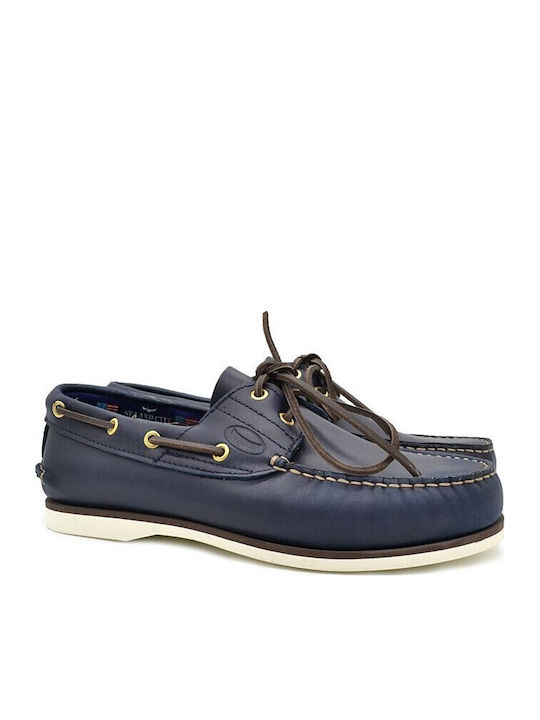 Sea and City C4 Men's Leather Boat Shoes Blue