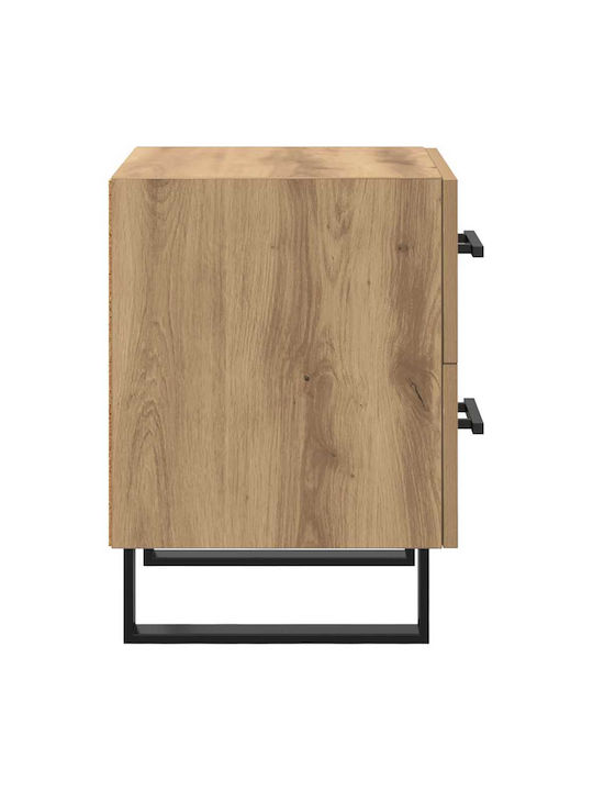 Wooden Brown Oak Bedside Table 40x35x47.5cm
