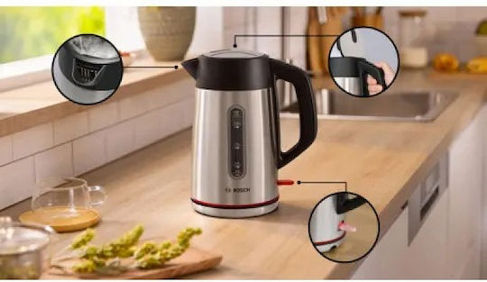 Bosch Mymoment Βραστήρας 1.7lt 2400W Ασημί