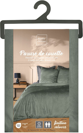 Douceur d'Intérieur Σετ Παπλωματοθήκη 220x240cm Υπέρδιπλη με 4 Μαξιλαροθήκες Velina Πράσινη