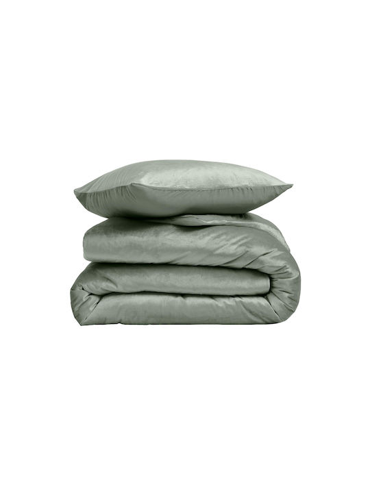 Douceur d'Intérieur Set Duvet Cover 220x240cm King Size With 4 Pillowcases Velina Green
