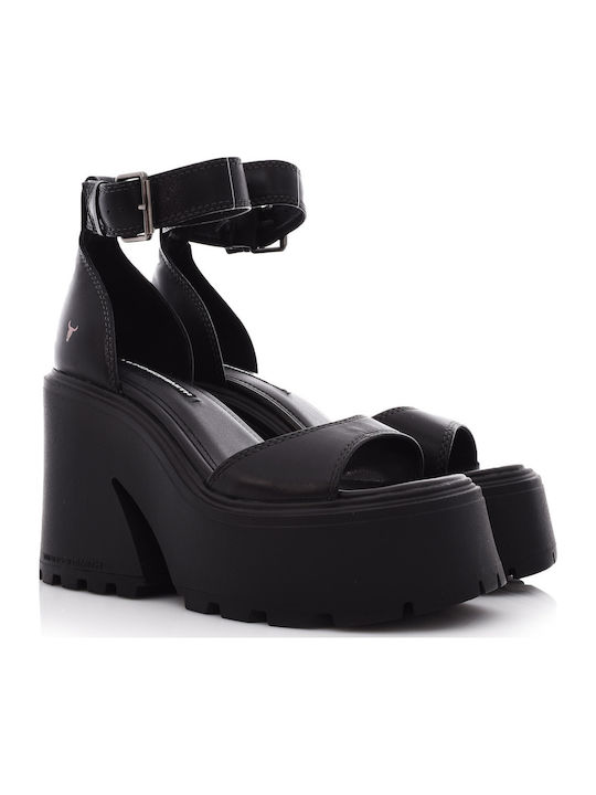Flaws Leather Sandals Black