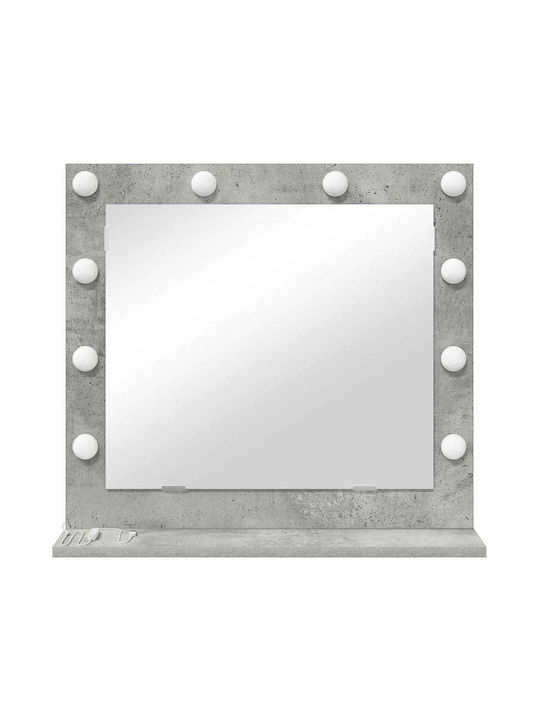 Vidaxl Καθρέφτης Vanity Led Φώτα Γκρι Σκυρόδεμα 60x55x18 Εκ Γκρι