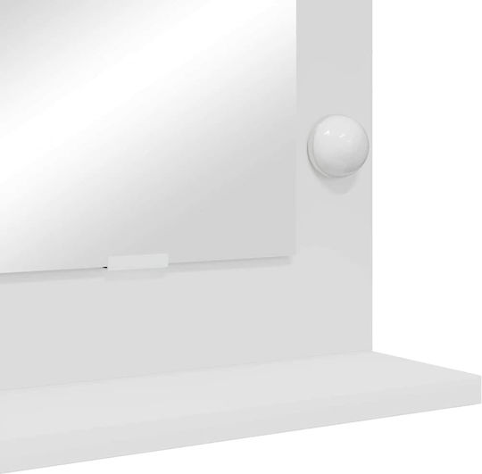 vidaXL Wall Mirror with White Wooden Frame & LED Lighting 60x45cm 1pcs