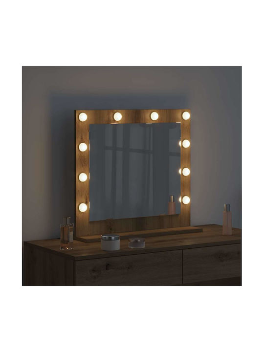 Vidaxl Καθρέφτης Vanity Led Φώτα Γκρι Σκυρόδεμα 60x55x18 Εκ Γκρι